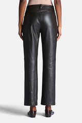 OVERT BROWN FLARED LEATHER TROUSERS