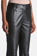 OVERT BROWN FLARED LEATHER TROUSERS