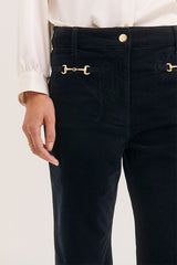 ISMA NAVY HORSEBITS VELVET JEANS