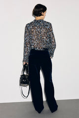 MYA BLUE WIDE VELVET SUIT TROUSERS