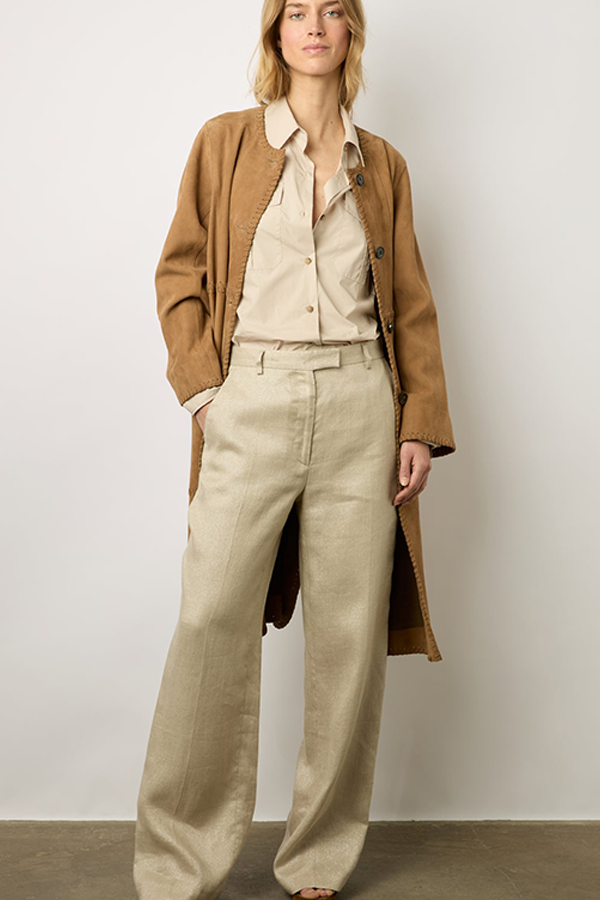 CARMEN LINEN GOLD LUREX SUIT TROUSERS