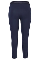 BLUE CONTRASTING ELASTIC WAISTBAND BASIC TROUSERS