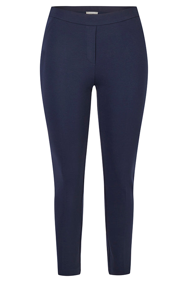 BLUE CONTRASTING ELASTIC WAISTBAND BASIC TROUSERS