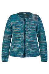 BLUE STRIPED CHUNKY KNIT CARDIGAN