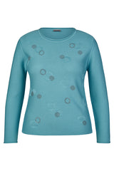 BLUE CIRCLE RHINESTONE MOTIF PULLOVER