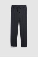 MYRA CHARCOAL ELASTICATED BACK TIE STRAIGHT TROUSERS