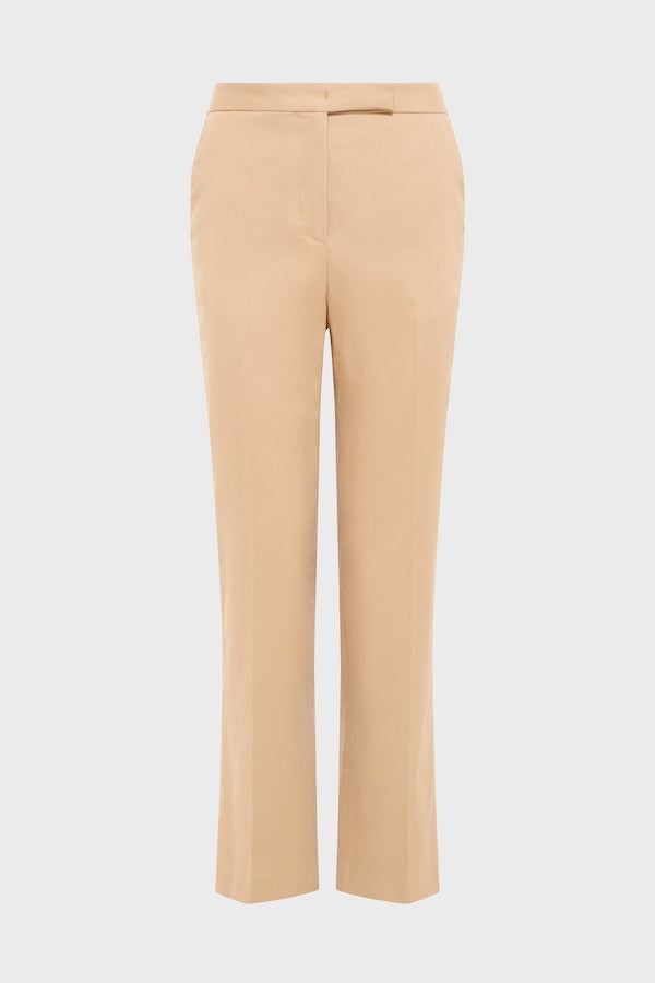 LOUISE CAMEL ELASTICATED BACK STRAIGHT TROUSERS