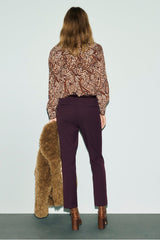 MAY REDWINE ELASTICATED BACK SLIM TROUSERS