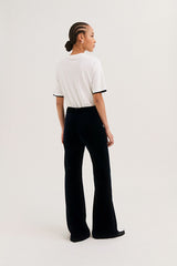 MAVY BLUE FLARED VELVET TROUSERS