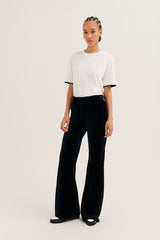 MAVY BLUE FLARED VELVET TROUSERS