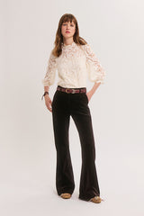 MAVY BROWN FLARED VELVET TROUSERS