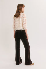 MAVY BROWN FLARED VELVET TROUSERS