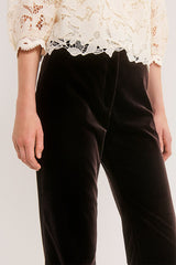 MAVY BROWN FLARED VELVET TROUSERS