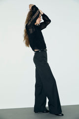 MEG BLACK STRAIGHT-CUT SUIT TROUSERS