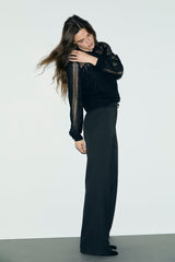 MEG BLACK STRAIGHT-CUT SUIT TROUSERS