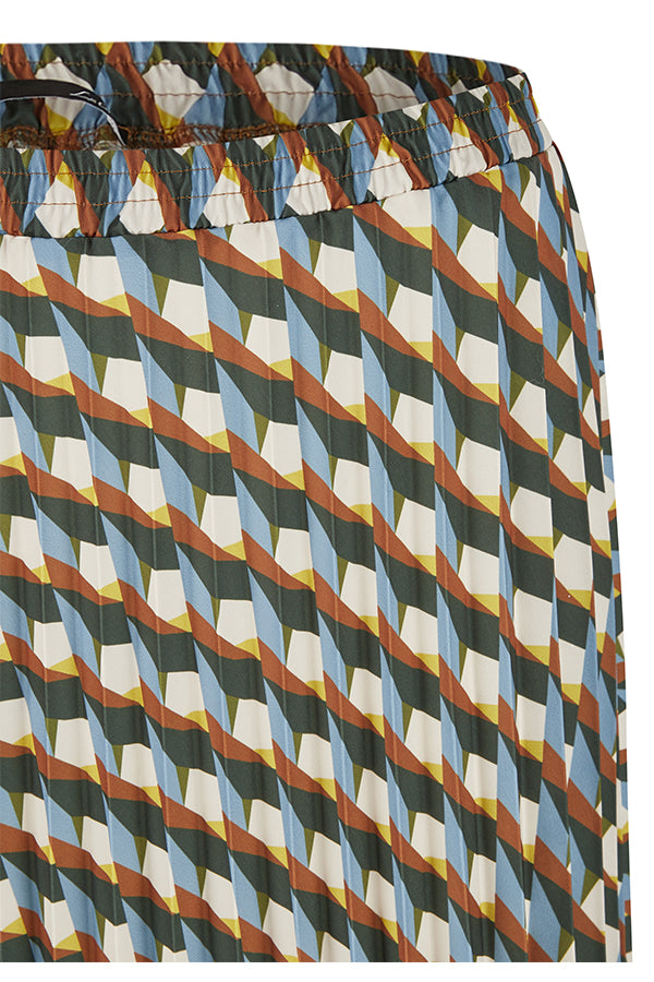 GEOMETRIC PRINT PLEATED MIDI SKIRT