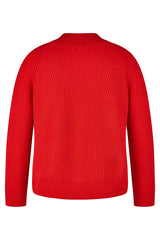 RED RIBBED HIGHNECK JUMPER