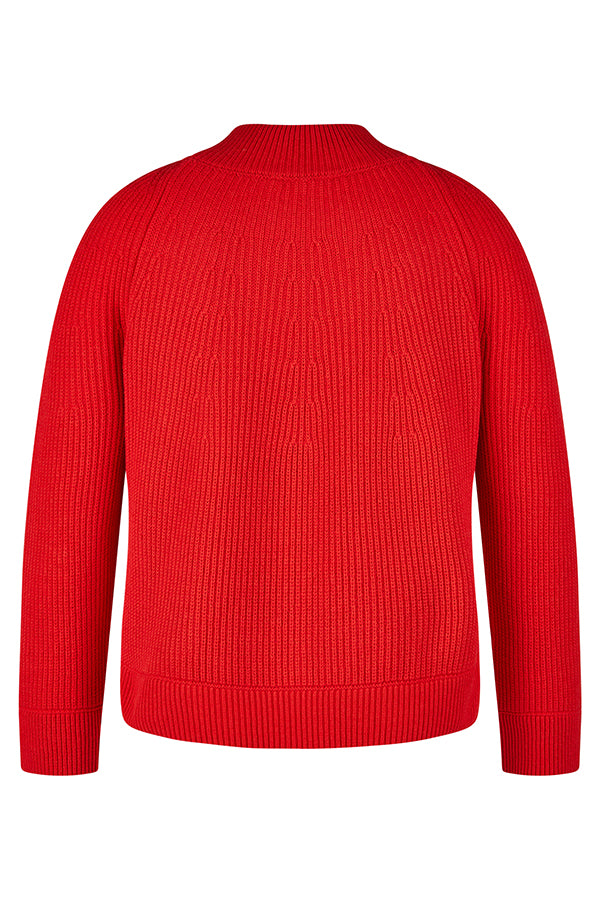 RED RIBBED HIGHNECK JUMPER