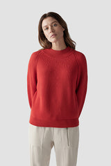 RED RIBBED HIGHNECK JUMPER