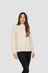 WHITE RIBBED HIGHNECK JUMPER