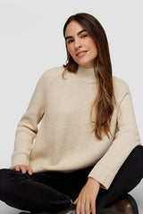 WHITE RIBBED HIGHNECK JUMPER