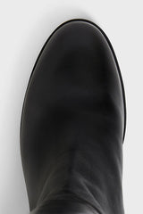 LIZZIE BLACK LEATHER HEELED BOOTS