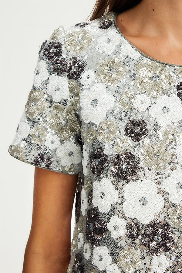 BENITA SEQUINED FLORAL TOP