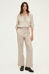 BERWYN BEIGE RUFFLED LUREX SHIRT