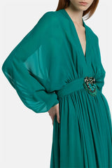 PAIOLO EMERALD BEZEL BUCKEL MAXI DRESS