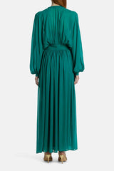 PAIOLO EMERALD BEZEL BUCKEL MAXI DRESS