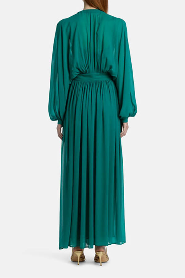 PAIOLO EMERALD BEZEL BUCKEL MAXI DRESS