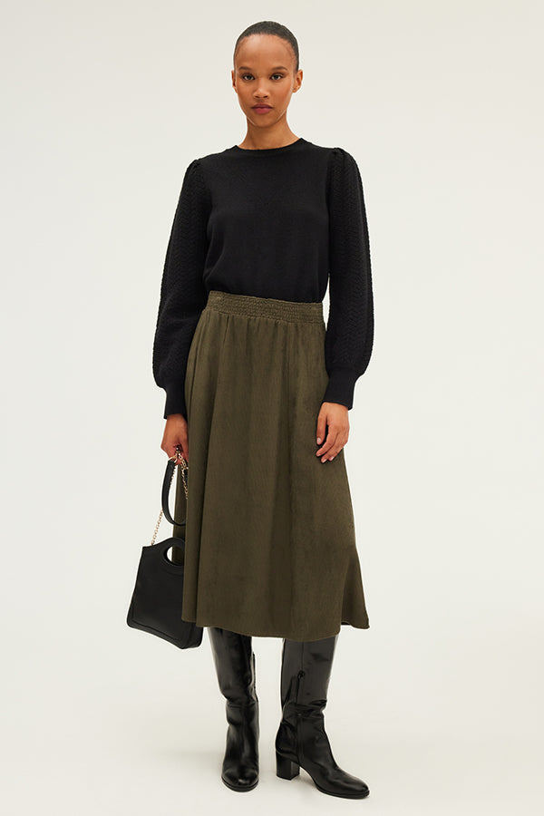 CEPHISE SOFT CORDUROY MIDI SKIRT