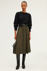 CEPHISE SOFT CORDUROY MIDI SKIRT