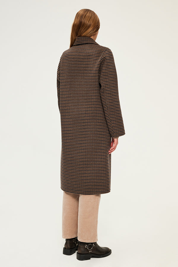 LUNIE WOOL CHECK OVERCOAT