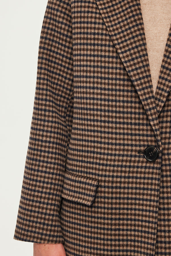 LUNIE WOOL CHECK OVERCOAT