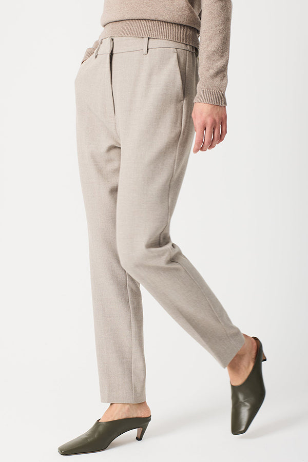 BEIGE ELASTICATED WAIST TROUSERS