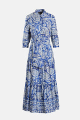 PANDORO BLUE PAISLEY PRINT SHIRT DRESS
