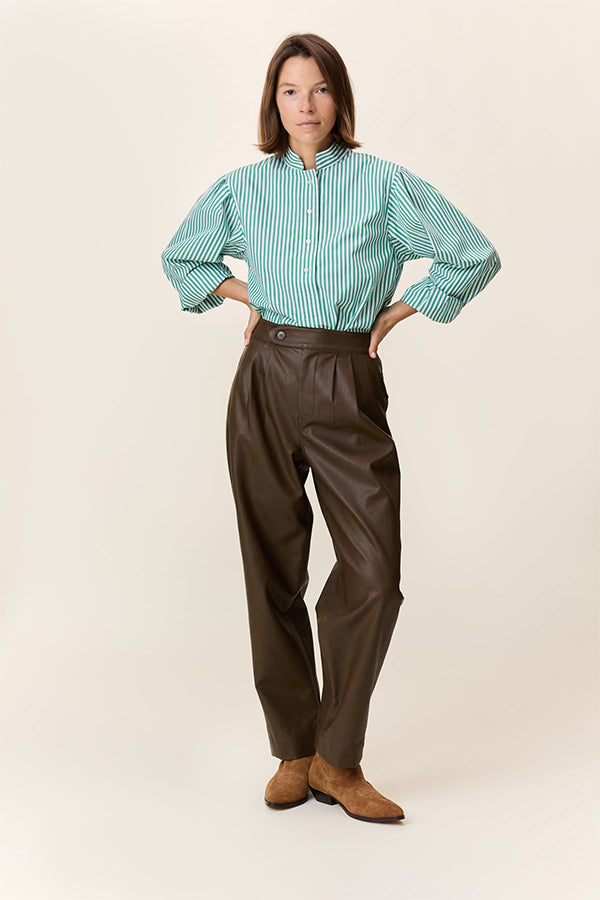 PENELOPE BROWN COATED TROUSERS