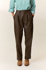 PENELOPE BROWN COATED TROUSERS