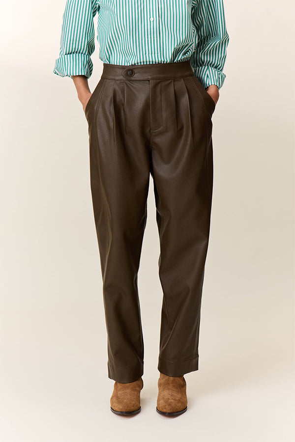 PENELOPE BROWN COATED TROUSERS