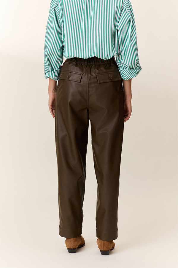 PENELOPE BROWN COATED TROUSERS