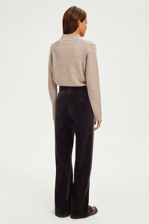 NAIS BROWN VELVET WIDE LEG TROUSERS