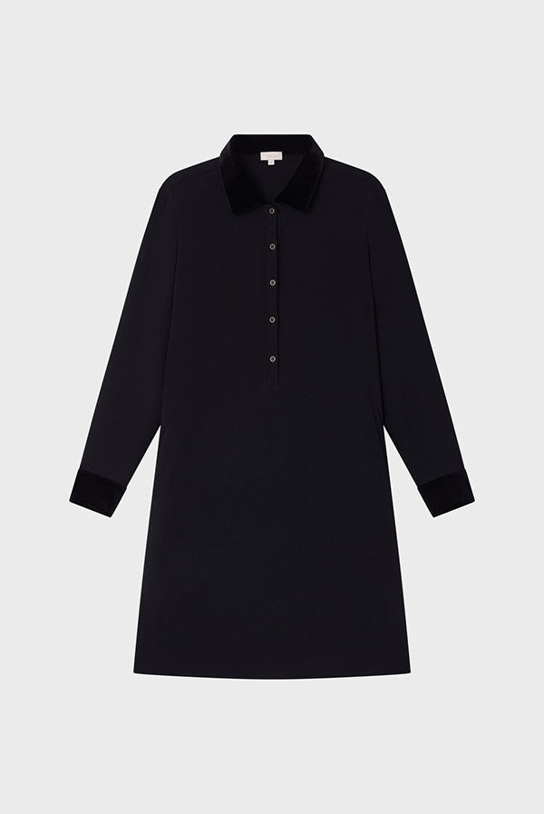 SALOI VELVET COLLAR SLEEVES SHORT DRESS