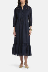 PARISI BLUE EMBROIDERED TUNIC DRESS