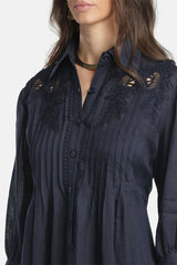 PARISI BLUE EMBROIDERED TUNIC DRESS