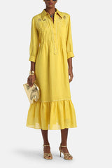 PARISI YELLOW EMBROIDERED TUNIC DRESS