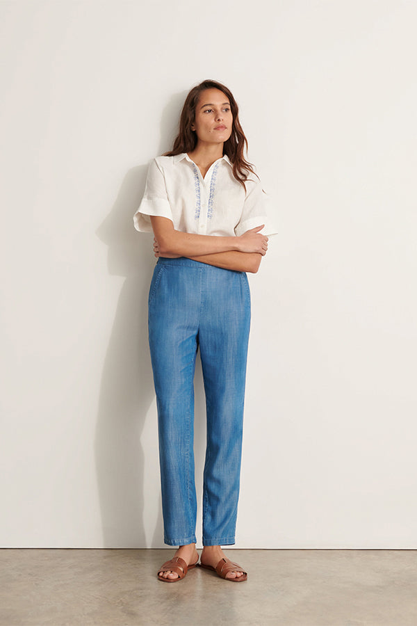 PASTEL ELASTICATED BACK TROUSERS