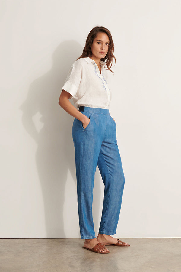 PASTEL ELASTICATED BACK TROUSERS