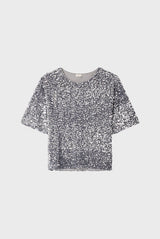 ALESSIA GREY SILVER SEQUIN TOP