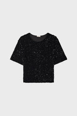 ALESSIA BLACK SILVER SEQUIN TOP